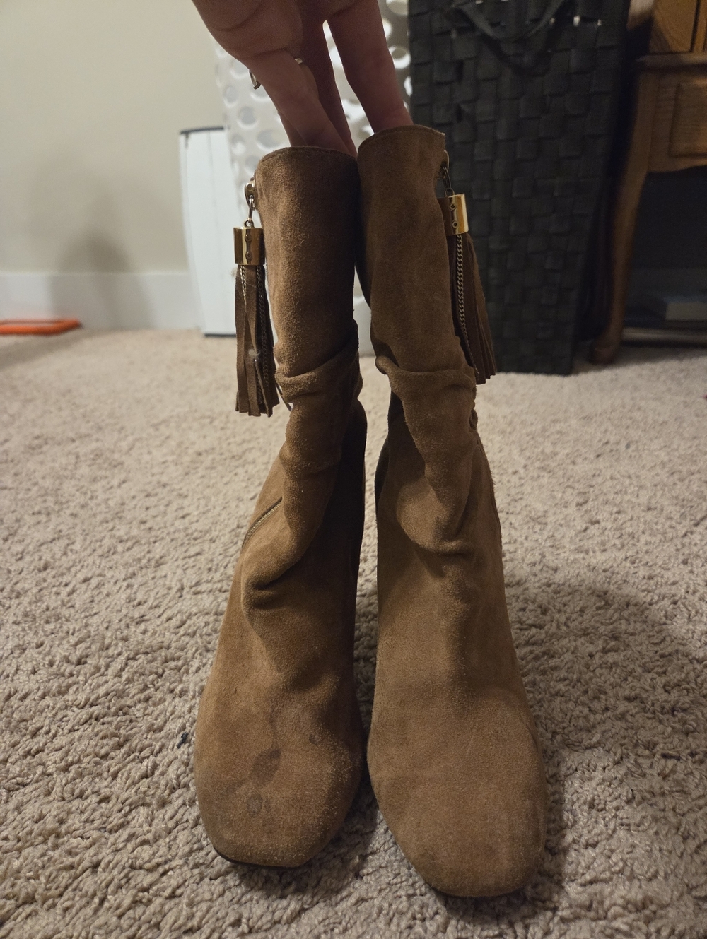Michael Kors Brown Suede Tassel Ankle Boots - Women